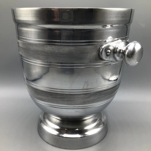 Vintage Tall sturdy aluminum champagne/wine cooler with knurled rings and knob handles.