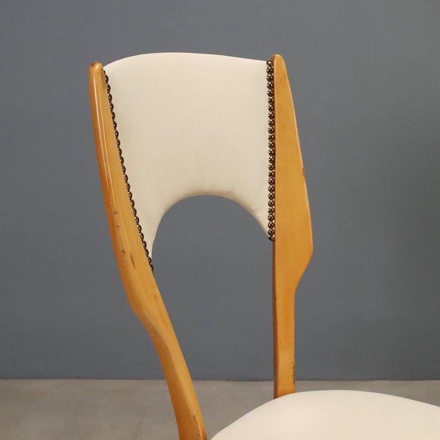 Beech and Faux Leather Chairs, 1960s, Set of 6 For Sale - Image 4 of 7