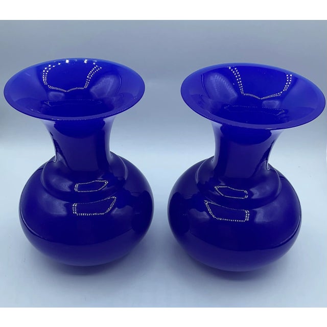 Opaline Glass Murano Vases, Set of 2 For Sale - Image 4 of 5