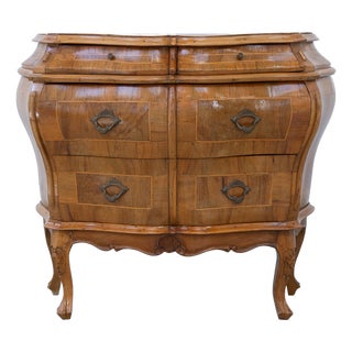 Rococo Italian Olive Wood Chest of Drawers, 1950s For Sale