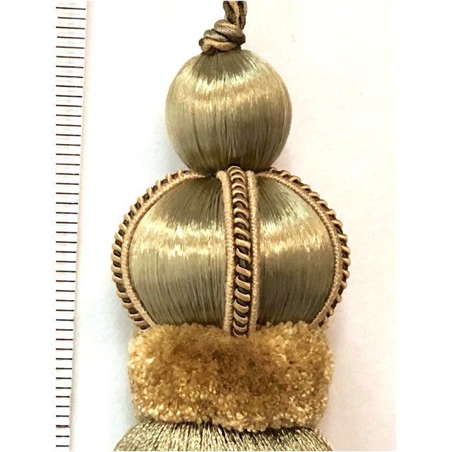 Olive Green Key Tassels With Velvet & Satin Details - A Pair For Sale - Image 4 of 10