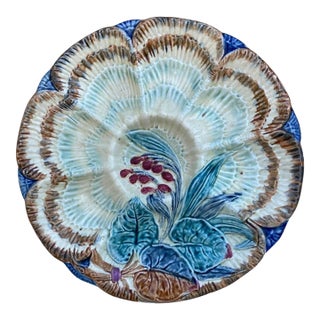 19th Century Majolica Oyster Plate Wasmuel For Sale