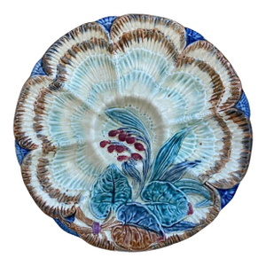 19th Century Majolica Oyster Plate Wasmuel