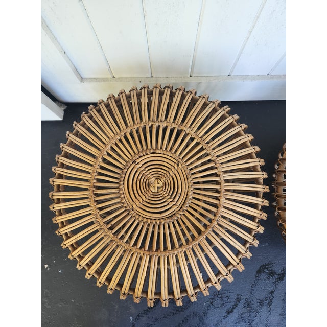 Wood 1960s Vintage Rattan Stool For Sale - Image 7 of 10