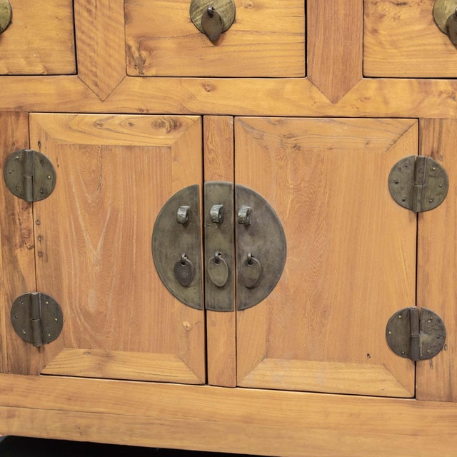 Tan Late 20th Century Chinese Elm & Mixed Hardwood Console / Sideboard For Sale - Image 8 of 14