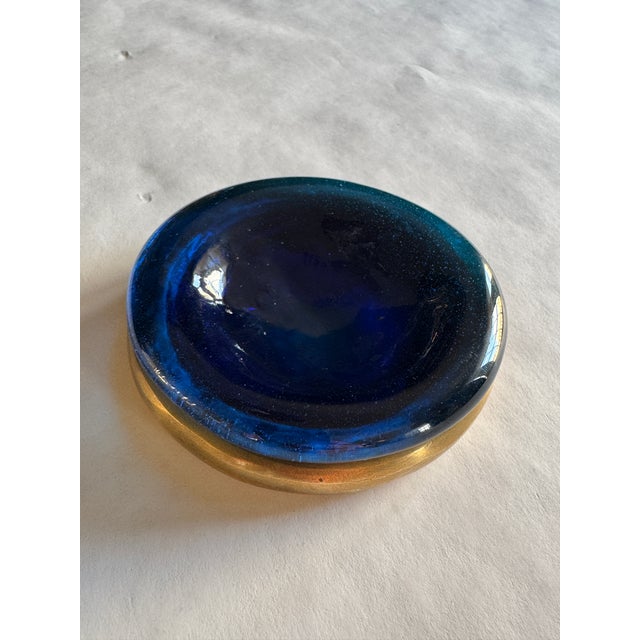 Metal Bronze Mounted Cobalt Glass Trinket Dish For Sale - Image 7 of 8