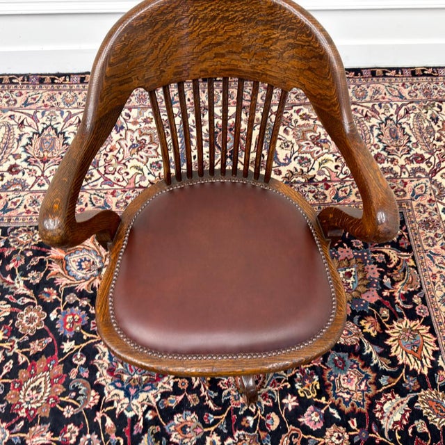 English Desk Chair in Teak and Leather For Sale - Image 6 of 8