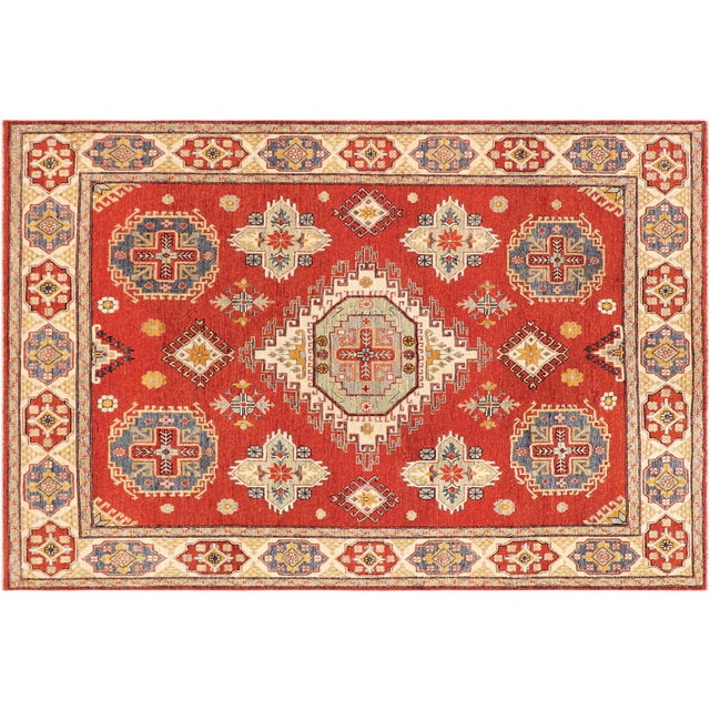 Burnt Orange Southwestern Kazak Burnt Orange/Red Wool Rug - 8'0''x9'8'' For Sale - Image 8 of 10