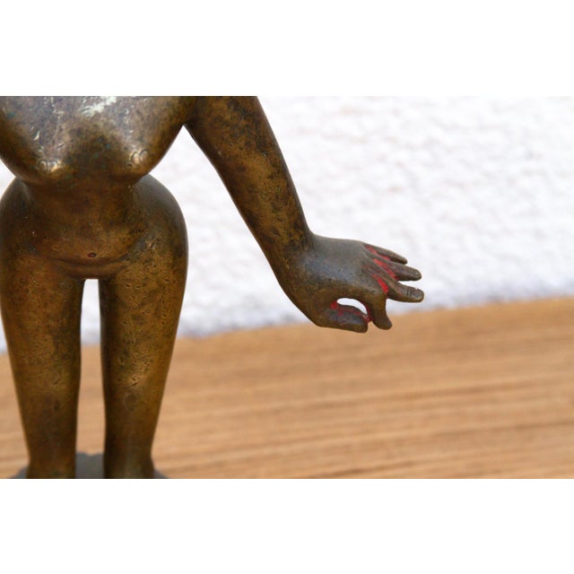 Antique Indian Cinnabar Bronze Apsara Statue For Sale In Los Angeles - Image 6 of 11