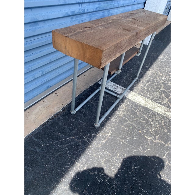 Brown Vintage Industrial Foyer/ Console Table For Sale - Image 8 of 10