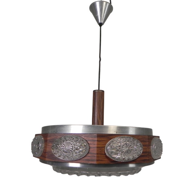 Vintage Lakro Pendant Lamp with Oval Glass Plates, 1970s For Sale