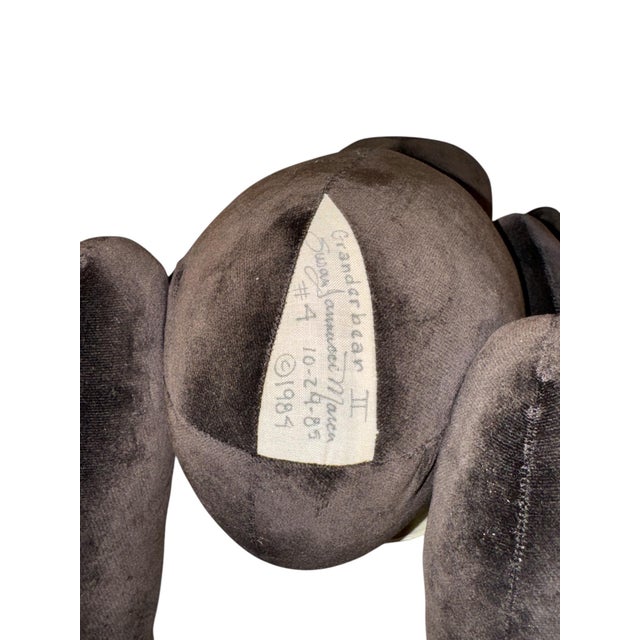 Coffee 1985 Vintage Velvet Teddy Bear For Sale - Image 8 of 12