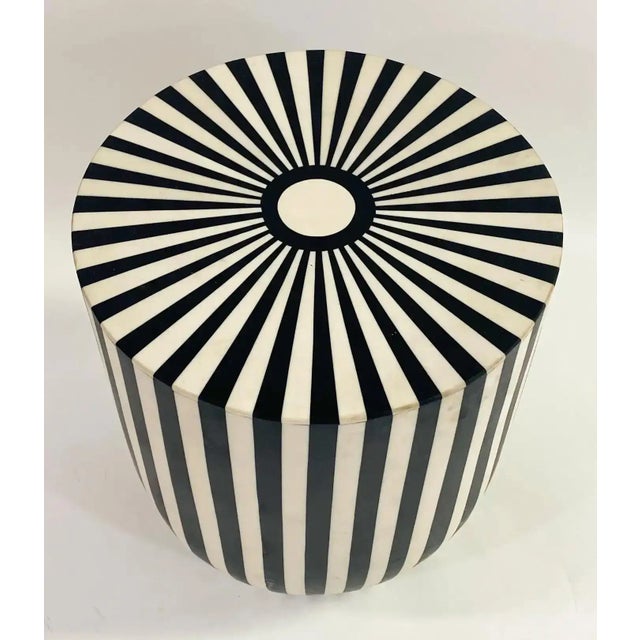 Art Deco Art Deco Style Black and White Resin Side, End Table or Stool For Sale - Image 3 of 10