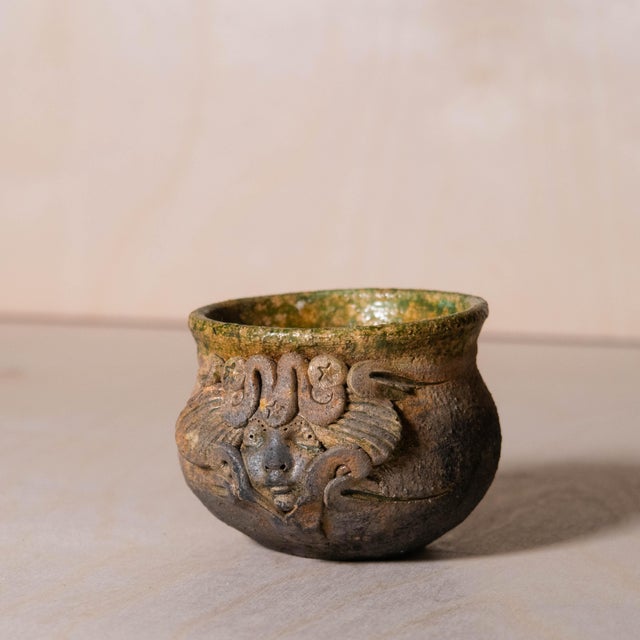 1970s Vintage Studio Pottery Ceramic Bowl With Ethereal Face Signed by Artist Maria For Sale - Image 5 of 11
