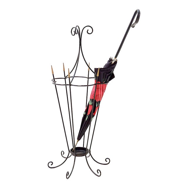 Mid-Century Modern Wrought Iron Umbrella Stand, 1960s For Sale