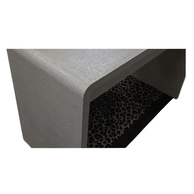 Mid-Century Modern Mid Century Modern Karl Springer Style Linen Console With Drawers For Sale - Image 3 of 4