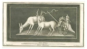 Aniello Cataneo, Animals Pompeian Fresco, 18th Century, Etching