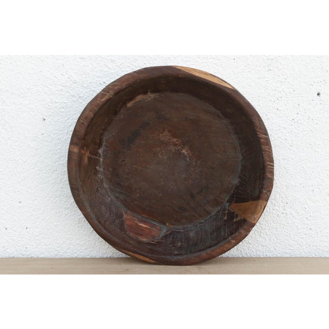 19th Century 16" Round Rustic Wood Tray For Sale - Image 5 of 6