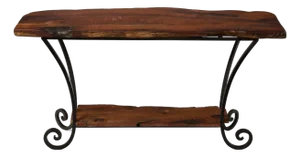 Spanish Style -Two Tier Wood & Iron Console Table