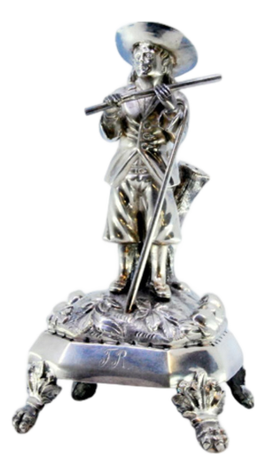 Silver Toothpick Holder with Flutist