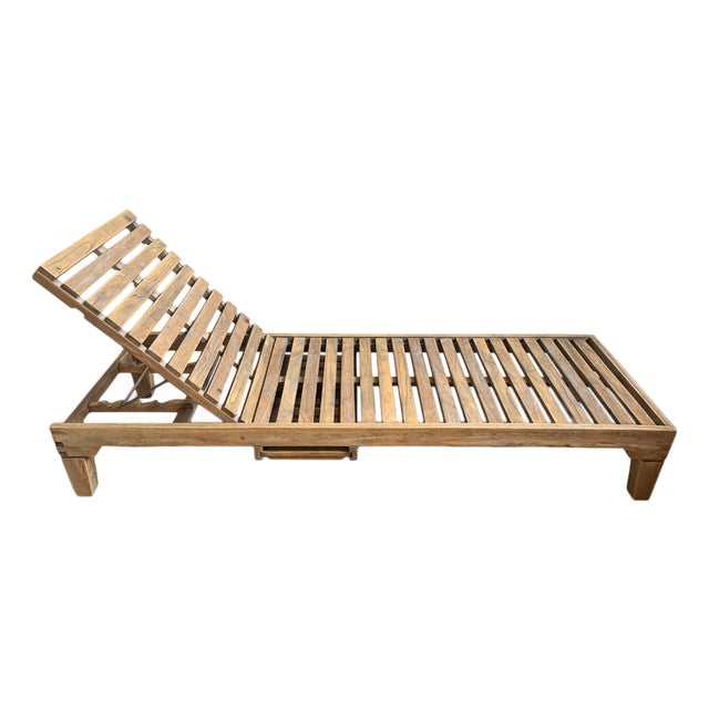 Contemporary Coastal Outdoor Teak Lounge Chair For Sale