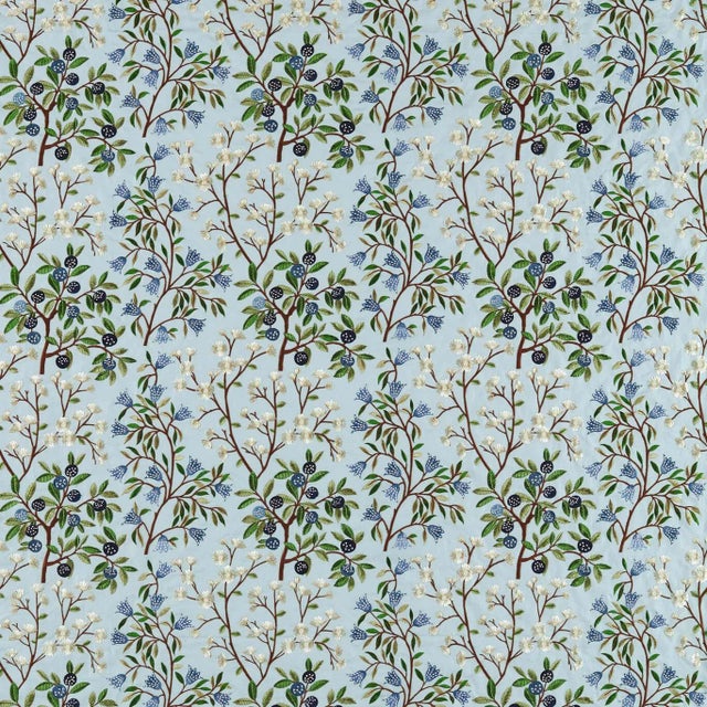 Sanderson Foraging Embroidery Fabric in Dawn Blue - a Sample For Sale