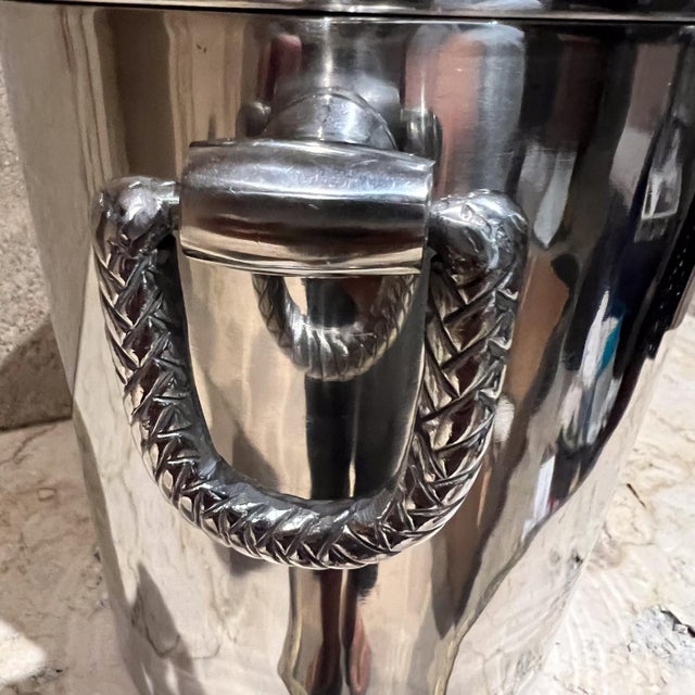 Silver 1990s Ralph Lauren Ice Bucket Equestrian Braid Chrome Plates :Polished Steel For Sale - Image 8 of 12
