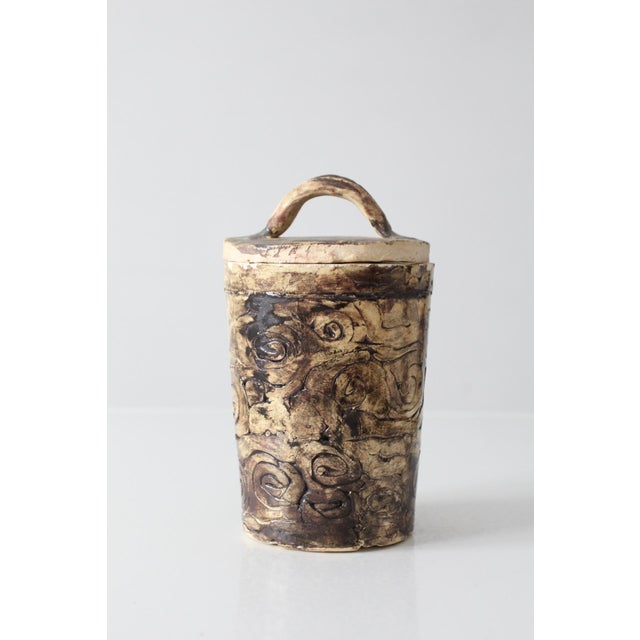 Vintage Handmade Studio Pottery Lidded Jar For Sale - Image 10 of 16