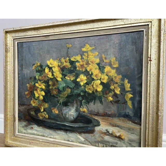 Gold French Artist, Floral Still Life, Oil Painting, Framed For Sale - Image 8 of 14