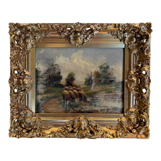 19th Century Italian Pastoral Landscape Painting For Sale
