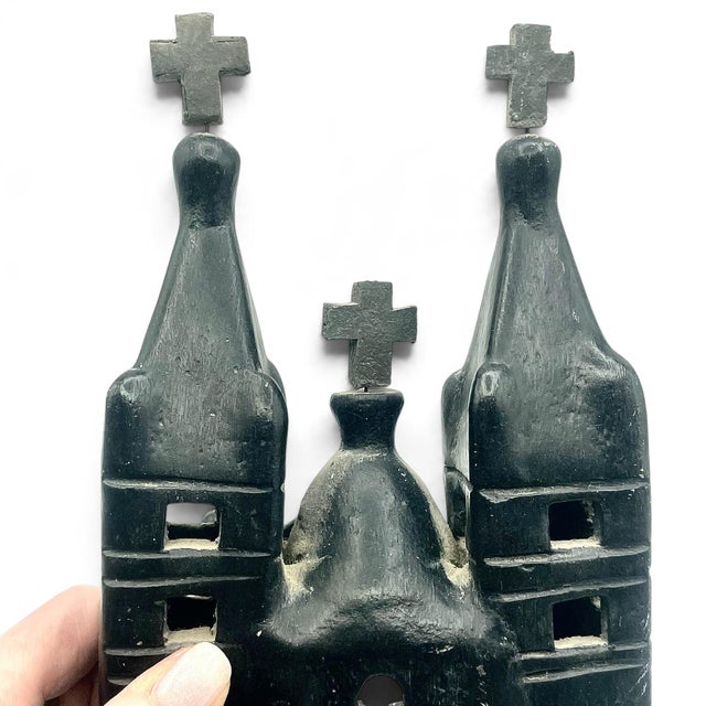 Vintage Mexican Barro Negro Black Clay Mission Church Cathedral Folk Art Pottery For Sale In Atlanta - Image 6 of 10