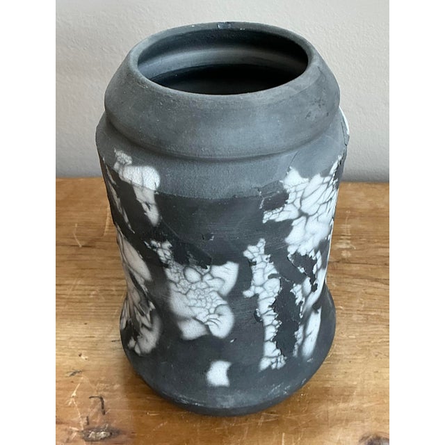 Ceramic Vintage Original Raku Fired Pottery Vase For Sale - Image 7 of 12