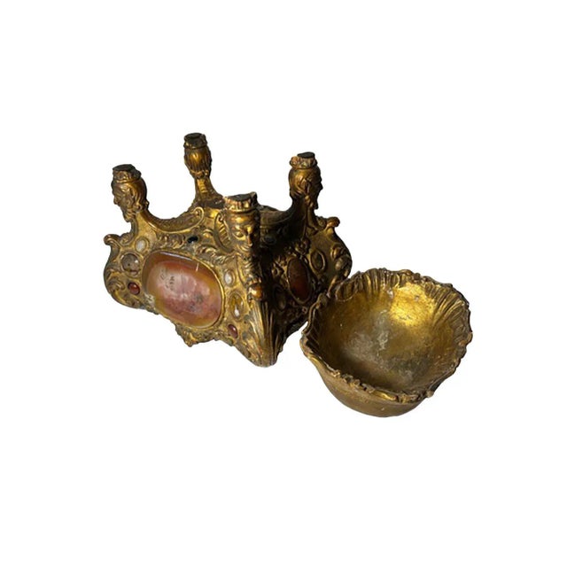 18th Century 18th Century Italian Gilded Jardiniere With Stones and Faces For Sale - Image 5 of 13