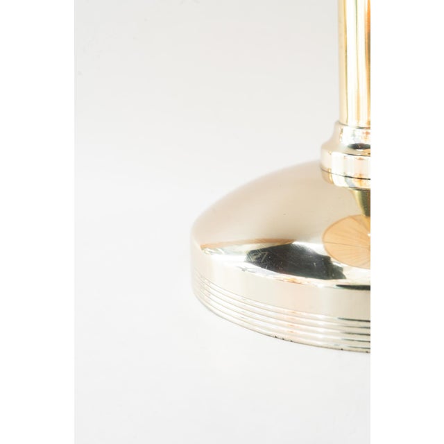Silver Art Deco Alpaca/Brass Table Lamp with Fabric Shade Vienna, Austria, 1920s For Sale - Image 8 of 18