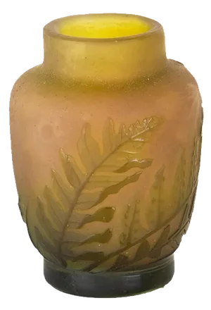 Cameo Glass Vase with Green Fern Motif by Emile Gallé, 20th Century