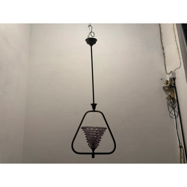 Vintage Lavender Rostrato Bronze Pendant in Murano Glass, 1960s For Sale - Image 3 of 9