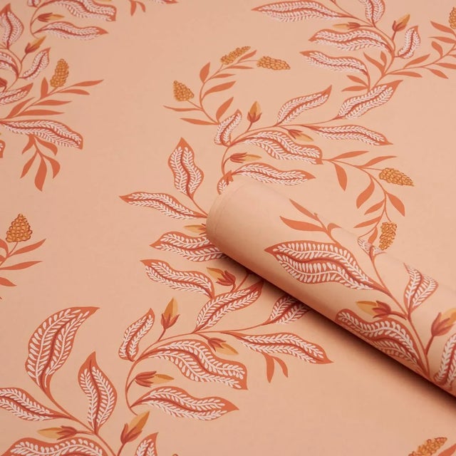 Schumacher SAMPLE - Schumacher X Laura Gonzalez Vagary Vines Wallpaper In Papaya For Sale - Image 4 of 4