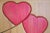 Handcrafted pine wood painting with red hearts from the 1990s.