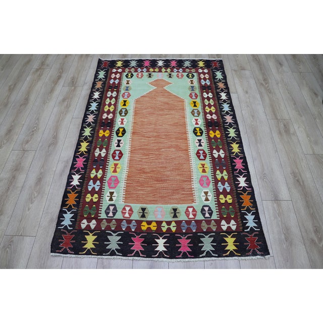 Textile 1970s Tribal Style Handmade Oushak Kilim Rug For Sale - Image 7 of 7