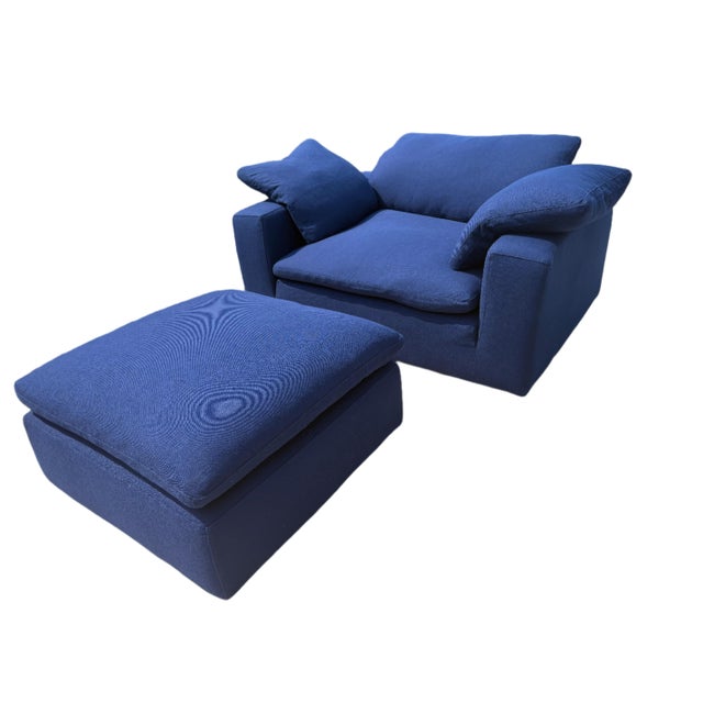 RH Cloud® Luxe Chair-and-a-Half & Ottoman Set – Navy Perennials® Performance Fabric ──────────── Timeless. Iconic....