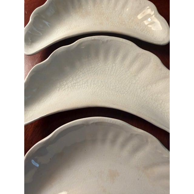 Cream Antique J & E Mayer Semi Vitreous China Crescent Bone Plates 1881-1899 - Set of 6 For Sale - Image 8 of 15