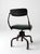 This vintage DoMore swivel office chair features an industrial steel frame, rolling casters, and an adjustable backrest...