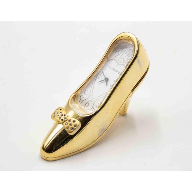 Metal and Glass Shoe-Clock from Bucherer, Europe, 1970s For Sale - Image 3 of 7