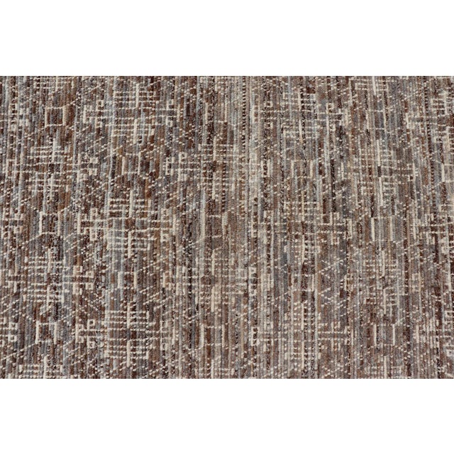 Textile Moroccan Design Rug in Wool Geometric Design in Brown by Keivan Woven Arts For Sale - Image 7 of 11