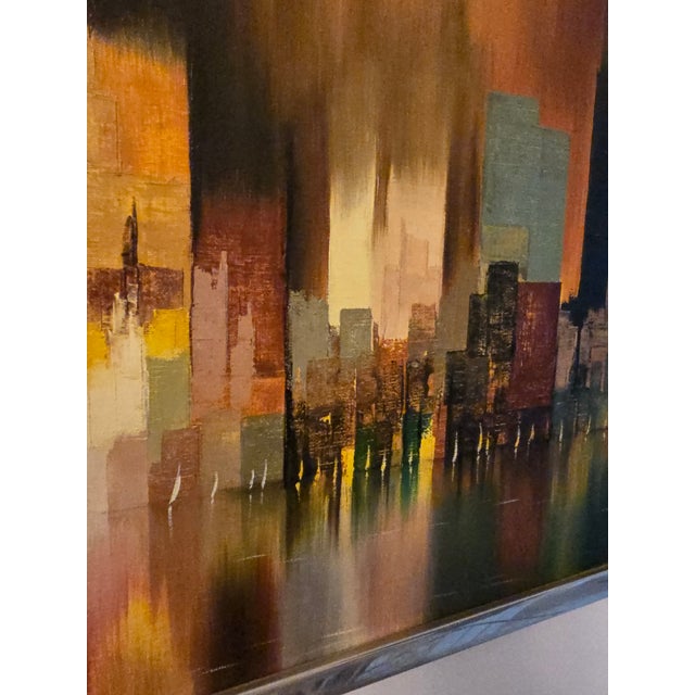 Copper Vintage Mid Century Modern Signed Painting Reflection For Sale - Image 8 of 12