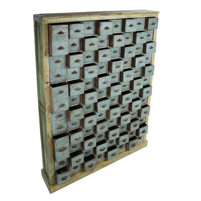 Vintage Teak Cabinet with Blue Patina For Sale - Image 3 of 10