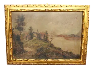 Mancini, Landscape View, Oil Painting on Hardboard, 1890s-1910s