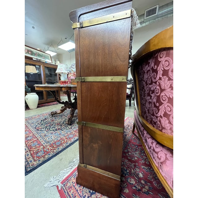 Wood Antique 3 Stack Oak Barrister Bookcase With Drawer by the Globe Wernicke Co. For Sale - Image 7 of 12