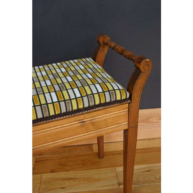 Edwardian Piano Stool in Geometric Fabric, 1890s For Sale - Image 6 of 9