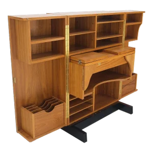 Danish Mid-Century Modern Teak Box Wooton Desk Table File Cabinet Organizer